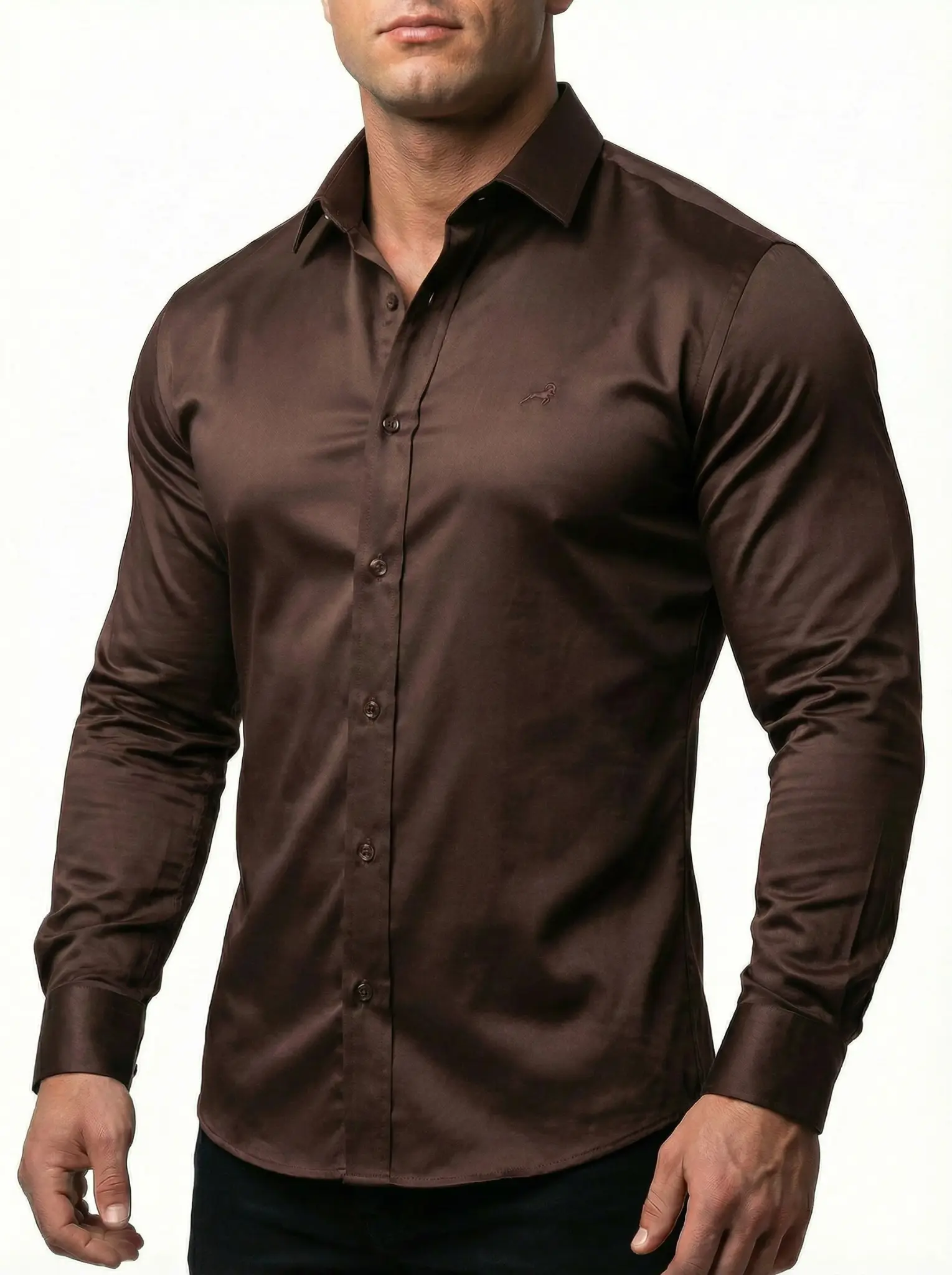 Braunes Full-Stretch Hemd für Bodybuilder von Aries Shirts