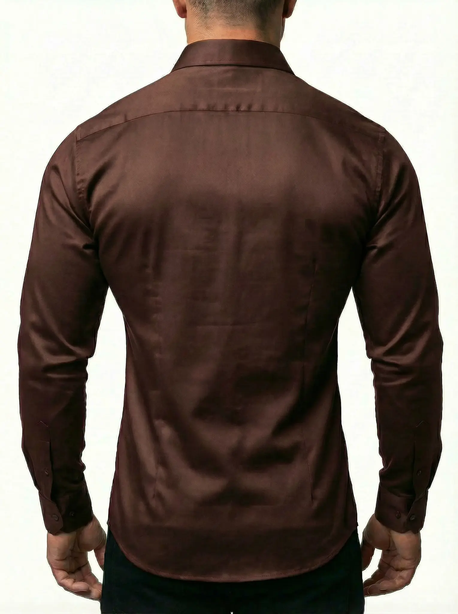 Braunes Full-Stretch Hemd Rückansicht