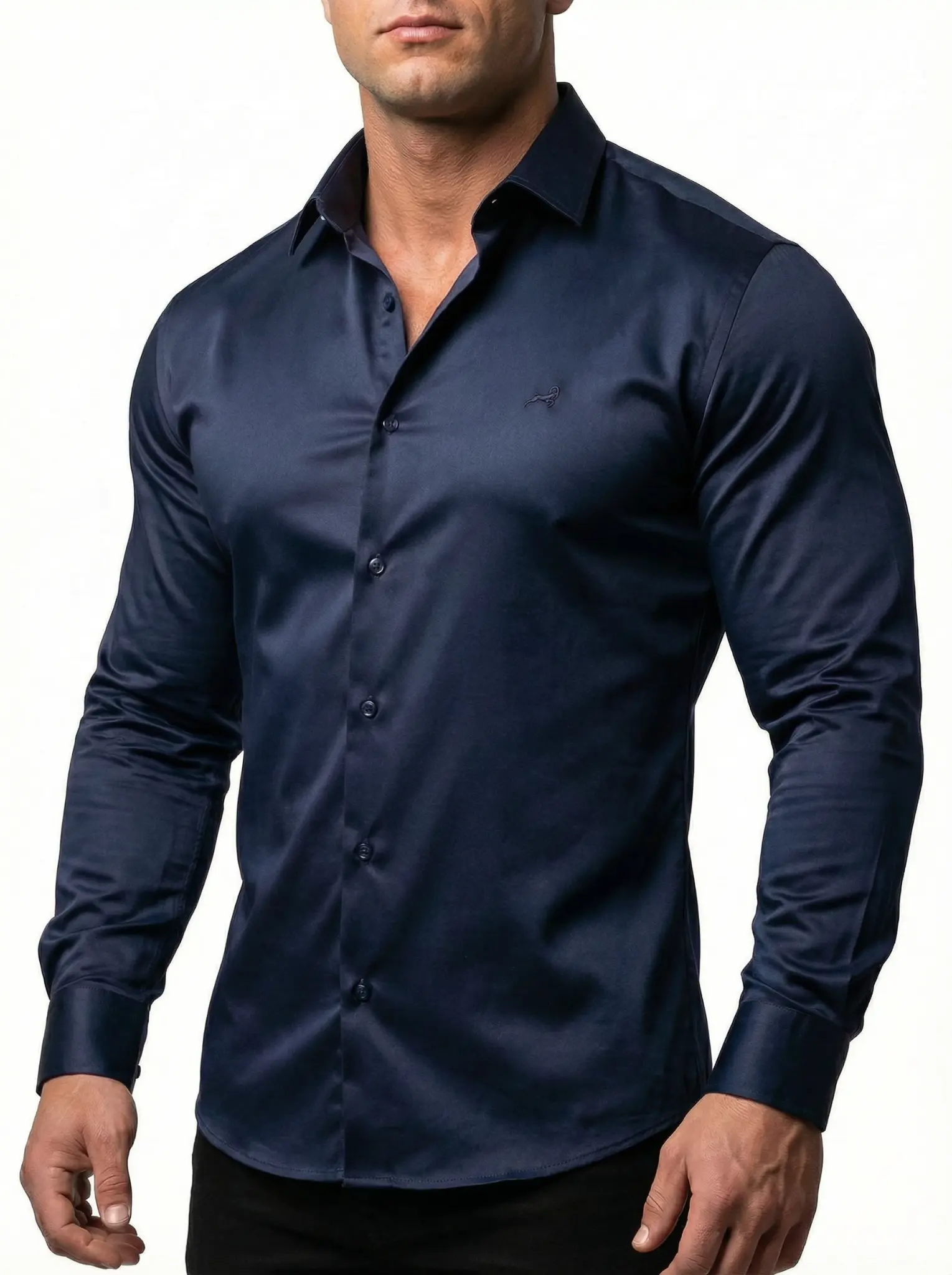 Navy Full-Stretch Hemd für Bodybuilder von Aries Shirts