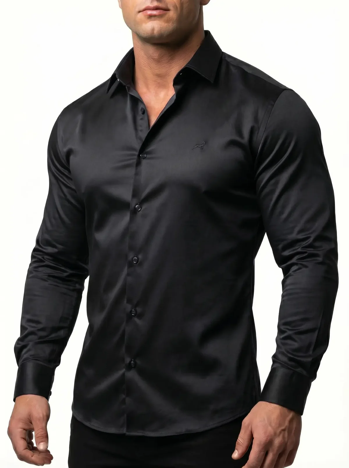 Schwarzes Full-Stretch Hemd für Bodybuilder von Aries Shirts