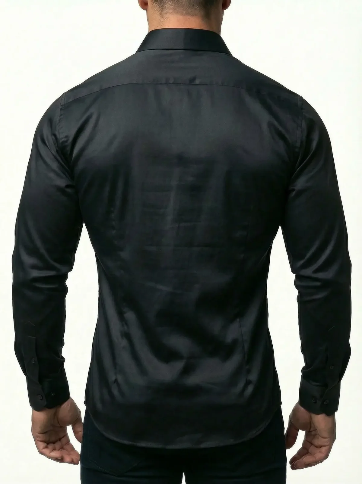 Schwarzes Full-Stretch Hemd Rückansicht