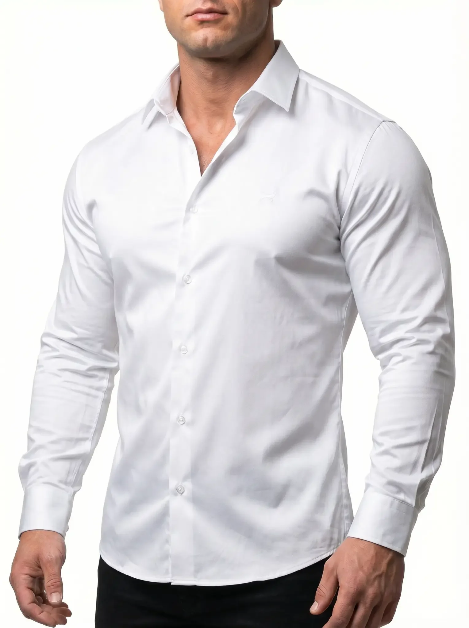 Weißes Full-Stretch Hemd für Bodybuilder von Aries Shirts